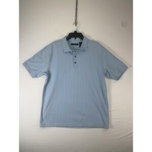 Ratio Polo Shirt Mens XL Blue Striped Cotton Poly Short Sleeve Casual Golf
